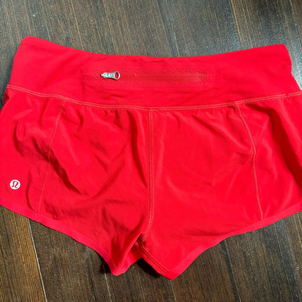 Lululemon red Speed shorts size 4